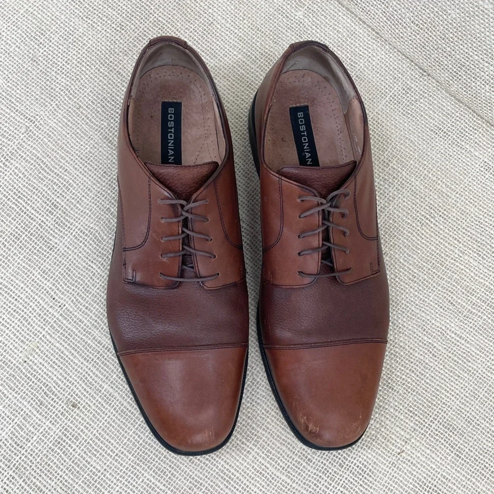 Bostonian Brown Leather Cap Toe Derby Dress‎ Shoes Mens 12M 22462 First Flex